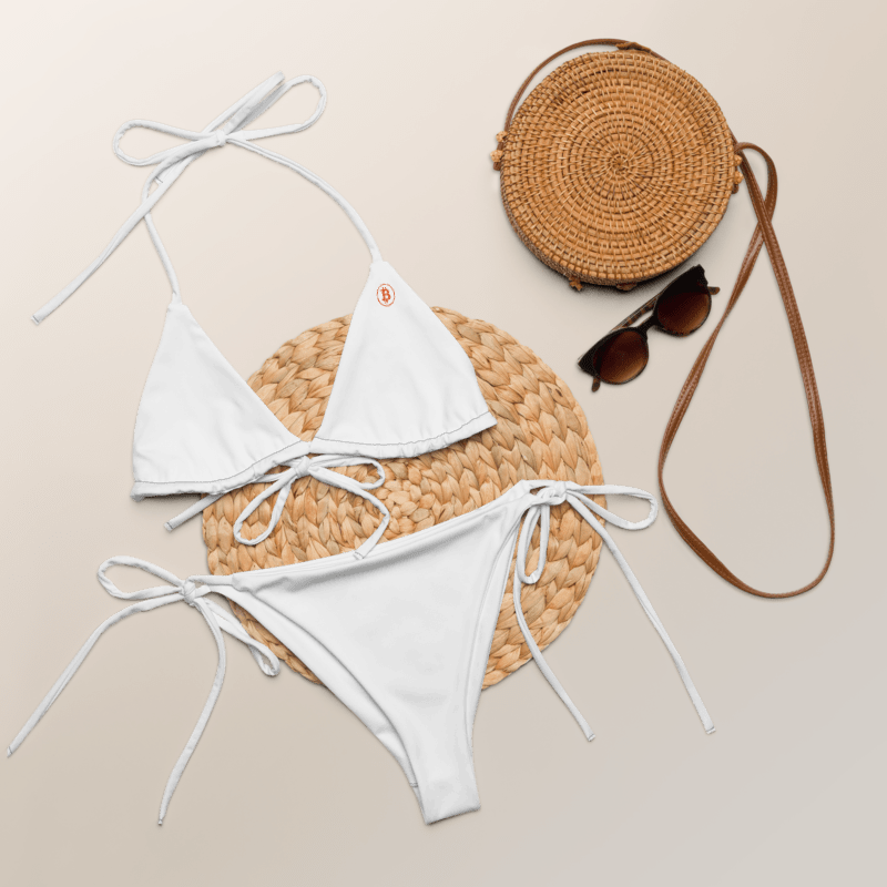BTC Circle Logo string bikini (White with Black stitching)