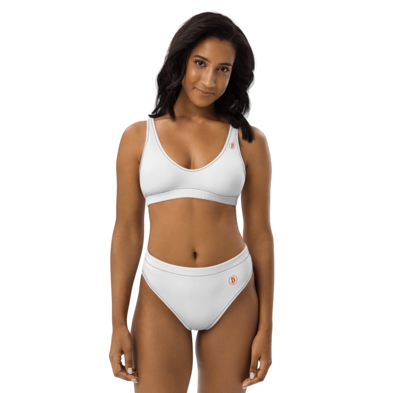 BTC Circle Logo high-waisted bikini (White with Black stitching)