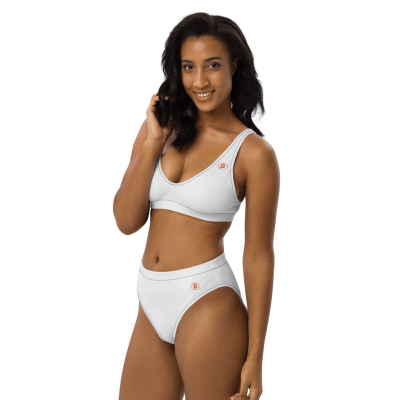 BTC Circle Logo high-waisted bikini (White with Black stitching)
