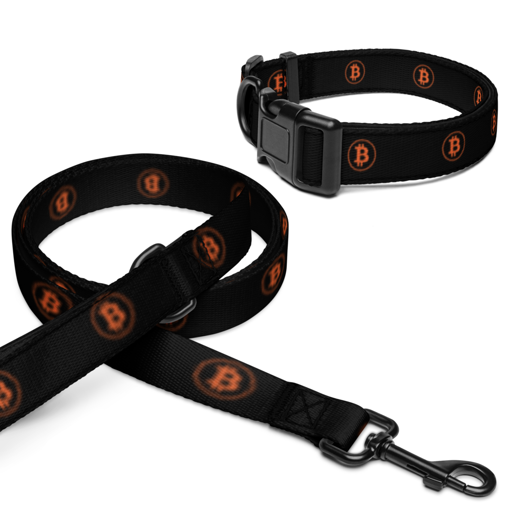 BTC Circle Logo Pet collar & leash (Black)