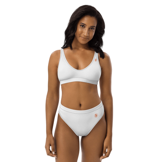 BTC Circle Logo high-waisted bikini (White with Black stitching)